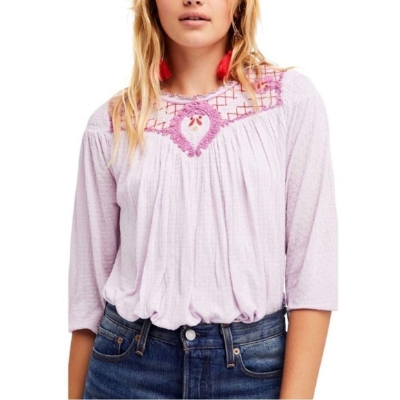 Free People Begonia Embroidered Top - Picture 1 of 8